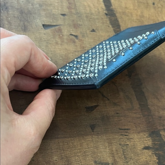 Saint Laurent Black Leather Card Holder with Silver Accents - Picture 5 of 10